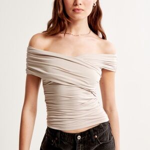 Off-Shoulder White Wrap Top